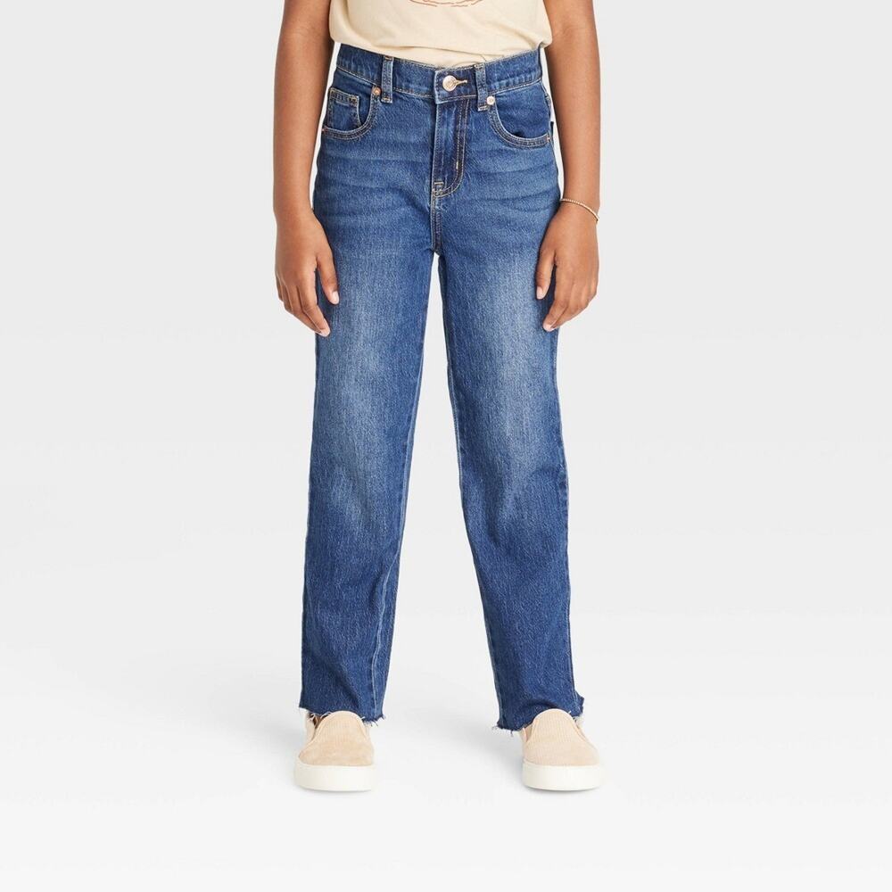 Cat & Jack Girl’s Sz 10 Jeans High-Rise Ankle Straight Dark Wash Denim *NEW*